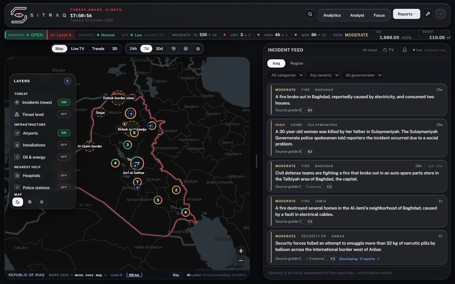 Live map & incident feed